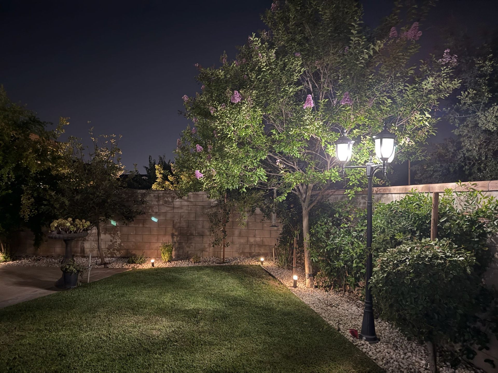 Residential Electrical — Landscape path lighting + lamp post